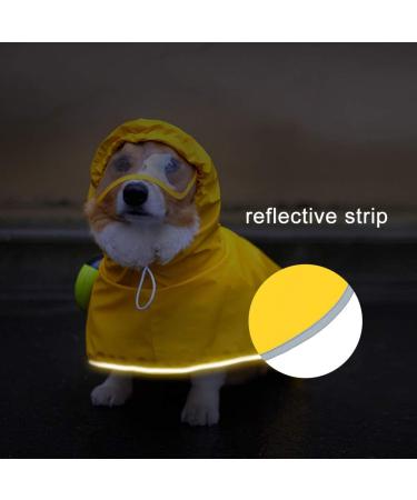 Luccalily Small Yellow Dog Raincoat with Hood | Waterproof Reflective Jacket for Small to Medium Dogs | Adjustable Belly Strap and Lightweight Poncho with Storage Bag - Buy Online on GoSupps.com