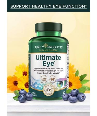 Ultimate Eye Support by Purity Products - 10 mg of Lutein w/Lutemax 20/20 100 mg of Alpha Lipoic Acid 2 mg Zeaxanthin Eye Vitamins - Clinically Studied - Blue Light Wave Protection - 90 Capsules - Buy Online on GoSupps.com