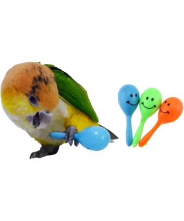 WACURRENTHYD 3PCS- Colourful Mini Ball Sand Hammer Parrot Rattle Shaker Musical Sound Toy Intelligent Sand Hammer Toys for Parakeets Canaries Cockatiels Conure Lovebirds(Random Color)