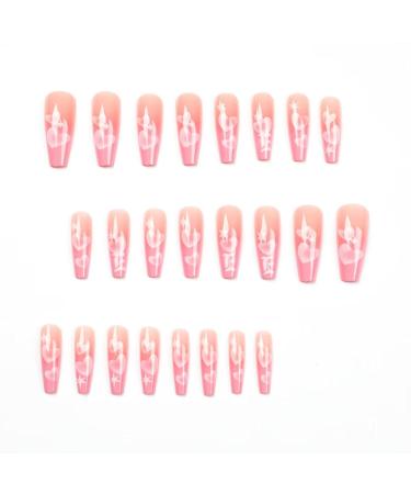 Runrayay Pink Love Press on Nails - 24-Piece Acrylic Coffin Nail Kit for Women | Complete Nail Tips for Easy Application - Buy Online on GoSupps.com