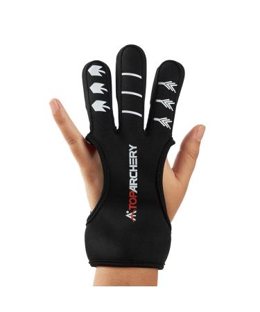 TOPARCHERY Archery Glove Three Finger Guard - Shooting Gloves Finger Tab for Men Women Adults Youth Beginner, Recurve Compound Bow Hunting Target Archery Accessories Medium