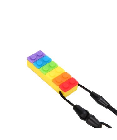 Silicone Bite Ring - High-Temperature Resistant Building Stone Necklace | Durable Chewing Trailer in Yellow Rainbow Blocks - Buy Online on GoSupps.com