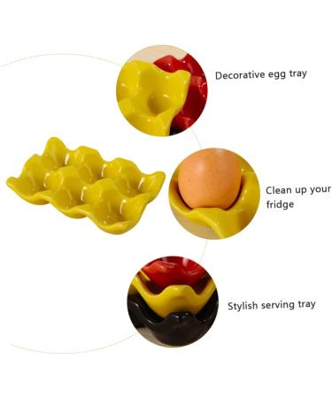 Generic Serving Tray 1pc Egg Tray Eggs Egg Holder for Fridge Egg Dispenser 6- Cup Egg Organizer Container Ceramics - Buy Online on GoSupps.com