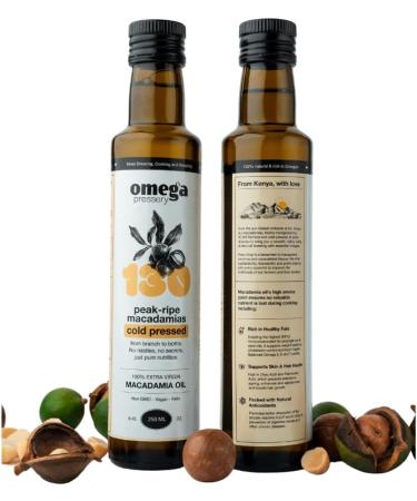Omega Pressery Extra Virgin Macadamia Oil - 250ml | Cold Pressed Unrefined Unblended | Bottled in UK | 100% Natural & Pure Macadamia Cooking Oil | Used for Cooking Salad Dressing & Roasting - Buy Online on GoSupps.com