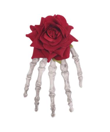 Skeleton Hands Hair Clip Halloween Rose Skull Barrette Zombie Punk Rock Hair Clip for Women Girls (15x8. 5cm) Halloween Decoration