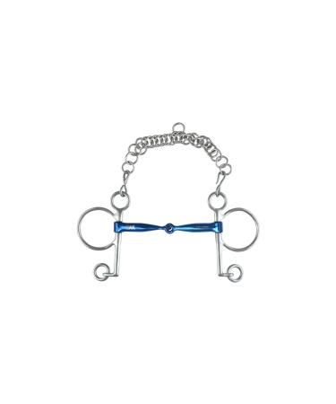 AK Pelham Bit with Single Joint with Curb Chain Horse Riding Bits AKRS-2608 (5.00'' Blue-Silver) 5.00'' Blue-Silver