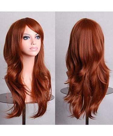 LFMDJF 70cm Wavy Red Wigs Fake Hairpieces Synthetic Hair Black Purple Pink Blue Wig for Women 28inches Sliver 350