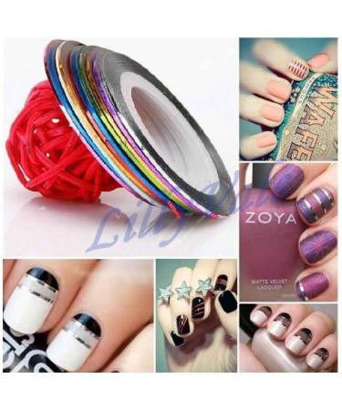12 COLORS NAIL STICKER ROLLS STRIPING TAPE LINE NAIL ART UV GEL TIPS DIY KIT - Buy Online on GoSupps.com