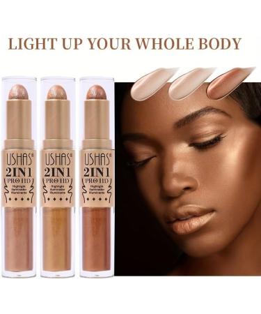 2 In 1 Concealer Stick Highlight Contour Stick Highlighter + Highlighter Strip Cruelty Free Makeup Dual-Ended Full Coverage Waterproof Multi-Use Concealer (#3) - Buy Online on GoSupps.com
