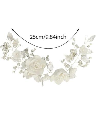 Bridal Hair Clips Vintage Elegant Ladies Pearl Hair Accessories Floral Hair Accessories Suitable for Brides and Bridesmaids or Daily Prom Wear(25cm) pearly white - Buy Online on GoSupps.com