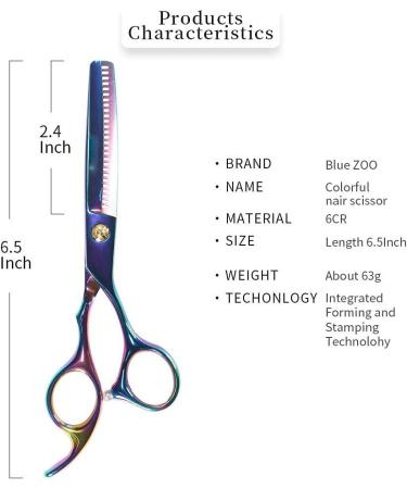 Qukaim Professional Scissors Professional Hair Scissors Colorful Barber Salon Hairdressing Scissors 6.5 Inch Sharp Edge - Buy Online on GoSupps.com