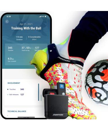 Playermaker Smart Soccer Tracker Analyzer, Measures Physical and Technical Game Activity, for Indoors and Outdoors Compatible with iOS and Android - One Year Subscription Included Medium Straps