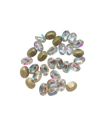 dijiusidy Nail Rhinestones Manicure Decorations Multiple-Shape Multi-color Glass DIY Decor Stickers Eye-catching Beauty Tools 6 * 8mmOval 6*8mmoval