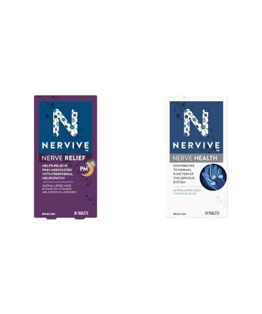 Nervive Nerve Relief PM Helps Relieve Pain associated with Peripheral Neuropathy & Nerve Health for Nervous System Alpha Lipoic Acid ALA Vitamins B1-Thiamine B6 B12 30-Day Supply Nerve Relief PM + Nerve Health