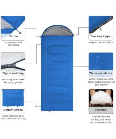 Lightweight 3 Season Sleeping Bag for Kids & Adults - 5-20 Degree Microfiber Fill - Ideal for Backpacking, Hiking, Camping - Includes Compression Sack - Single, Blue - Buy Online on GoSupps.com