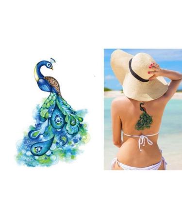 Yesallwas Large Peacock Temporary Tattoo Sticker - Waterproof & Long Lasting Fake Tattoos for Women - Realistic Arm Body Art for Girls and Models - Buy Online on GoSupps.com