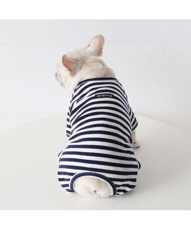 BT BEAR Classic Striped Dog Pajamas - Soft Cotton Overalls for Pugs French Bulldogs Cats & Puppies | Small & Medium Sizes Available (Black) - Buy Online on GoSupps.com