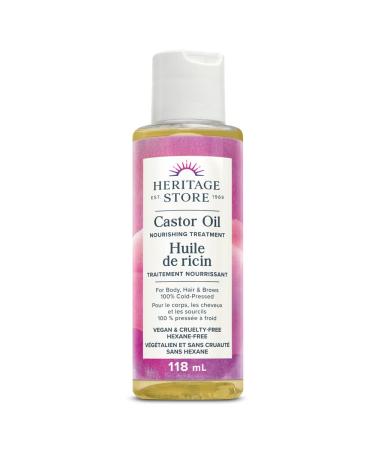 Heritage Store - Castor Oil | Nourishing Treatment for Body Hair and Brows| 100% Cold-Pressed | Vegan & Cruelty Free | Hexane-Free (118 ml)