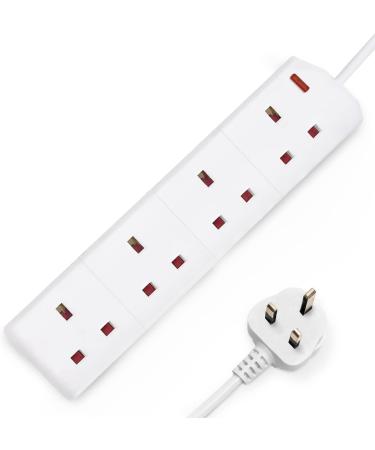 DESIRETECH White Electric Extension Lead 4 Gang 2 Metre | 2m Long Cable | UK Plug 3 Pin Socket Outlet & Dr. Beckmann Carpet Stain Remover | Removes New and Dried-in Stains | Includes Applicator Brush - Buy Online on GoSupps.com