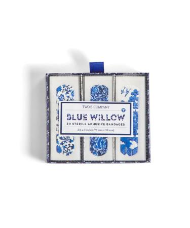 Two's Company 53560 Blue Willow Bandages in Gift Box 30 Pieces 3-inch Length Plastic White