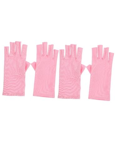 FRCOLOR 2 Pairs Nail Gloves Half Finger Gloves Pink Gloves Nail Art Gloves Gloves Nail Gel Nail Lamp Light Nail Art Uv Gloves Manicure Gloves Anti Uv Nail Art Supplies Led