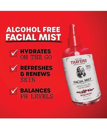 Witch Hazel Facial Mist Toner & Aloe Vera - 8oz Rose Petal | Alcohol-Free Hydrating Mist | Pack of 6 with Nose Cleaning Brush - Radiant Skin & Balance - Buy Online on GoSupps.com