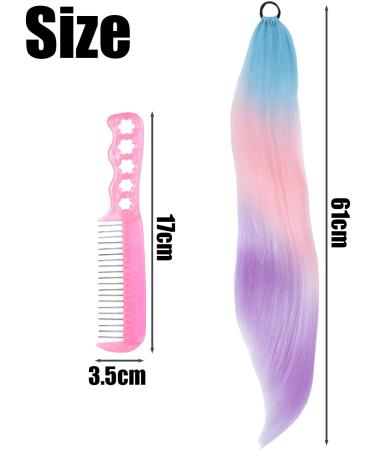 1 Piece Colorful Gradient Ponytail with 1 Piece Anti-Static Steel Comb Colorful Hair Extensions Ponytail Headband Braided Wig Fashionable Women's Wig for Girls Women. - Buy Online on GoSupps.com