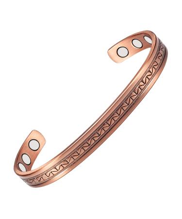 Copper Bracelets for Women 99% Pure Copper Retro Magnetic Bracelet Copper Jewelry Gift (0238Q)