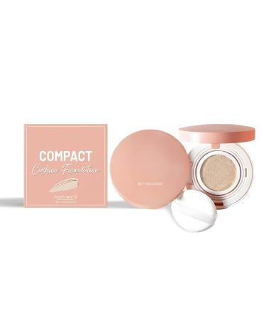 Pink Firming Cushion Foundation, Cushion Foundation for Glass Skin, Cushion Foundation Korean, Lightweight Cushioned Unifying Moisturizing Cream, Long Lasting Non-Dull (Ivory White, 15g)