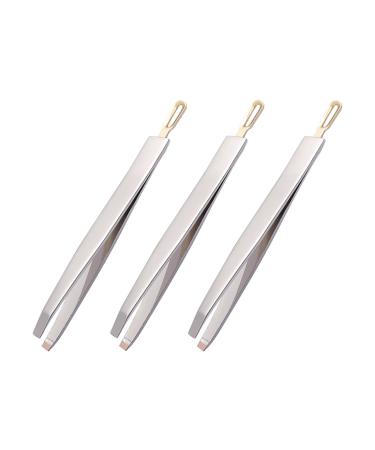 3 Pcs Pointed Tip Tweezers Multifunction Slant Tip Tweezers Stainless Steel Hair Removal Tweezers for Blackhead Removal and Eyebrows Plucking