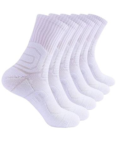 Seiciviy Athletic Socks For Men Compression Socks Ankle Mens Running Workout Size 6-14 Cycling Sports Outdoor Crew Socks White--3pairs