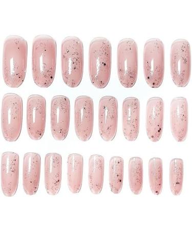 24Pcs/Set Press On Nails European and American Ice Transparent Fresh and Simple Style Sparkling Powder Popular Long False Nails Acrylic Fake Nails Full Cover Nails Press on nails for Women and Girls - Buy Online on GoSupps.com