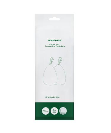 SONGMICS Drawstring Garbage Bags 30L Code 30A Custom Size 1 Roll 45 Pack White KRB30A