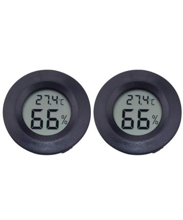 POPETPOP 2 Pack Digital Reptile Thermometer and Humidity Gauge Switchable Celsius Fahrenheit Lizard Spider Tortoise Terrarium Tank Hygrometer (Black Battery Included)