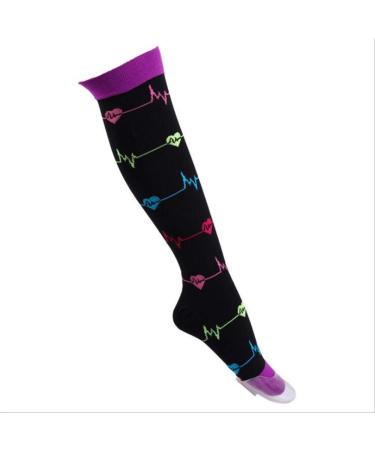 ETbotu Compression Socks Elastic Exercise Leg Support 1 Pair Electrocardiogram L/XL L-XL Electrocardiogram