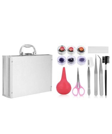 Eyelash extension set professional eyelash extension set with glue false eyelashes scissors comb and tweezers mirrors eyelash cleaning fluids etc.