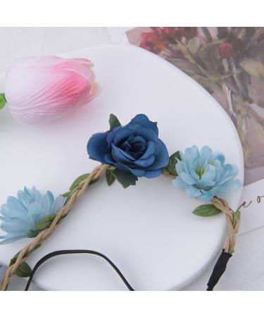 Flower Crown Floral Headband for Women Girls Flower Headbands for Girls Women Flowers for Hair Blue Floral Hair Accessories for Girls Teenagers Flower Hair Band Floral crown for Girls Women - Buy Online on GoSupps.com