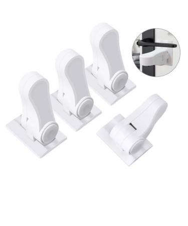 Door Lever Child Lock Baby Proofing Door Locks Deter Kids Pets from Opening Handle Doors & Getting Locked in Rooms Tool-Free Install Easiest Use (White -4 Count)