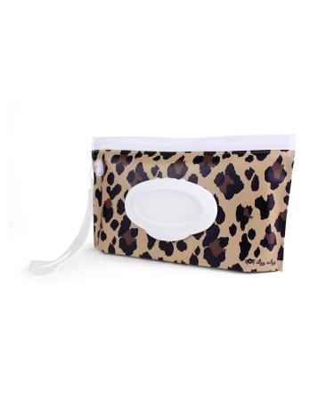 Itzy Ritzy Reusable Wipe Pouch  Take & Travel Pouch Holds Up To 30 Wet Wipes, Includes Silicone Wristlet Strap, Leopard