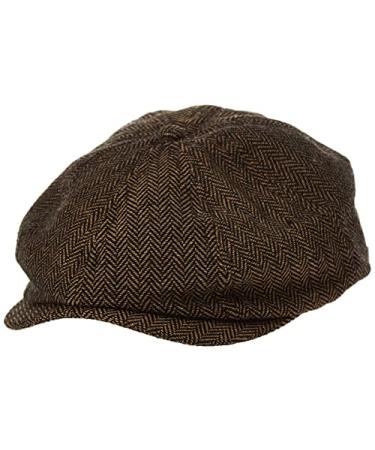 Brixton Fenway Newsboy Driver Brood Newsboy Snap Hat Brown/Khaki Herringbone Large