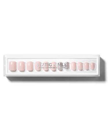 Static Nails Reusable Pop-On Manicure Set Non-Damaging Glue-On Nails (Ballerina Square) - False Nails with Static Nail Glue Nail Set Fake Acrylic Press On Nails