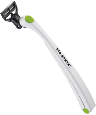 Buy Sleec Razor Body Sports Trazor - High-Quality German Razor for Face Legs & Back | Adjustable 25-40 cm Handle | 4x 5 Blades - White/Green - Buy Online on GoSupps.com