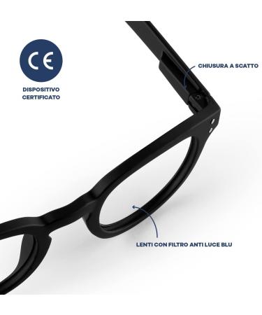 Popme Unisex Licorice Black Reading Glasses with Blue Lenses - 2 Diopters Blue Light Filter Perfect for Presbyopia - One Size Fits All - Buy Online on GoSupps.com