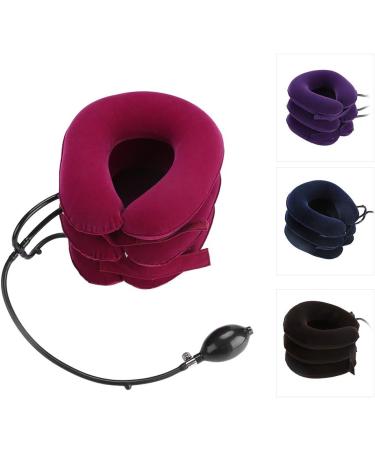 Cervical Neck Traction Device - Soft U-Shaped PVC Cushion for Spine Alignment & Chronic Neck Pain Relief - Red - Buy Online on GoSupps.com