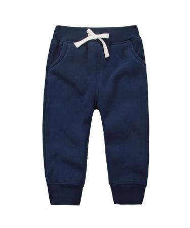 CuteOn Unisex Kids Elastic Waist Cotton Warm Trousers Baby Pants Bottoms 1-5Years 5 Years Dark Blue