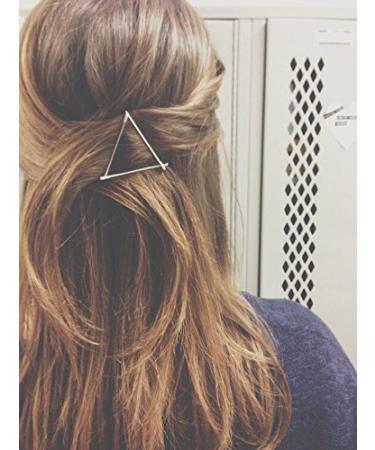 Geometric Triangle Hair Clip - Minimalist Hollow Metal Hairpin in Gold and Silver - Buy Online on GoSupps.com