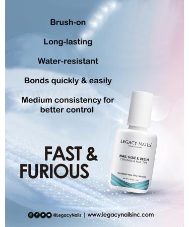 Legacy Nails 0.5oz Brush-on Nail Glue & Resin - Water-Resistant Adhesive for Quick Nail Tips Bonding, Repairs, Crystals & Decorations - Strong & Durable - Buy Online on GoSupps.com