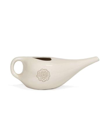 NETI POT Nasal Wash Jug Ceramic Neti Jug with Mandala (Gold) Jug for Nasal Rinse Nose Shower Nethi Pot Cream/Golden Mandala