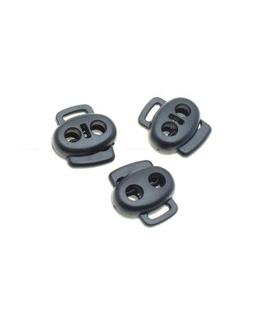Hole Cord Lock Stopper spring buckle Cord Locks Toggles 50pcs/pack 2 Holes&Webbing Hole Cord Lock Stopper Plastic Toggle Clip Black(22x20cm hole spacing is 4mm) 22x20cm hole spacing is 4mm Black