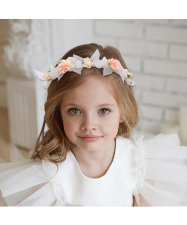 IYOU Flower Wedding Headband Ivory Bowknot Hair Bands Birthday Party Hair Accessories for Girls - Buy Online on GoSupps.com